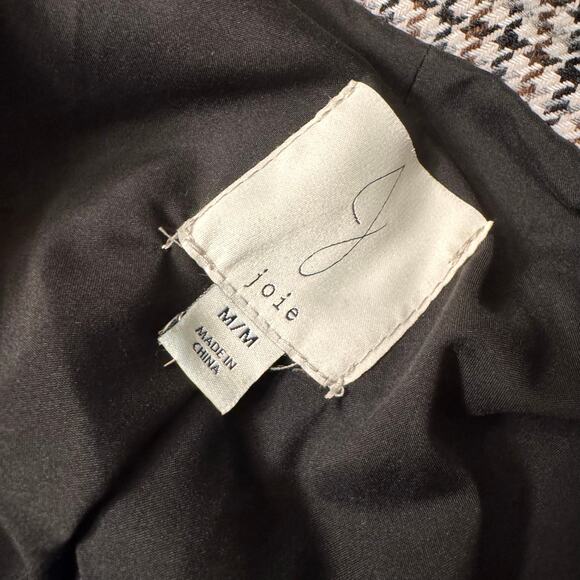 Joie Houndstooth Double Breasted Wool Blend Blazer Medium Checkered Jacket - Picture 3 of 14